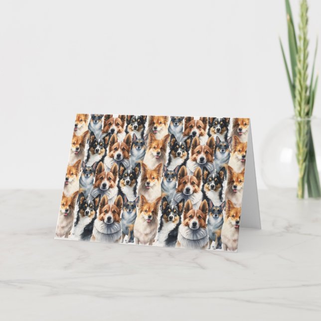 Carte Cute aquarelle Corgi Chien Motif (Devant)