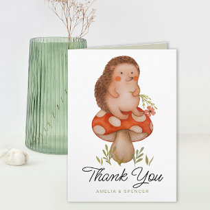 Carte Cute aquarelle Hérisson Baby shower Merci