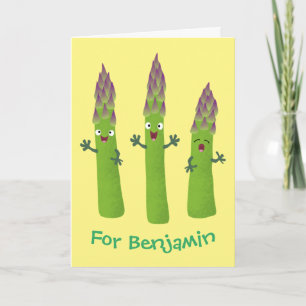 Carte Cute asperges chantant un trio végétal dessin anim
