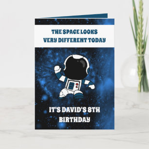 Carte Cute Astronaut Space Blue Galaxy Enfants 8e annive
