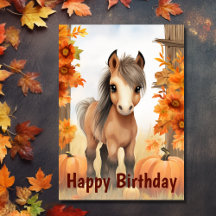Cute automne Foie et cheval Citrouille Anniversair