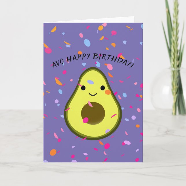 Carte Cute Avo Joyeux Anniversaire Avocado Pun (Devant)