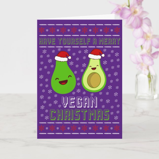 Carte Cute Avocados Joyeux Vegan Noël (Orchidée)