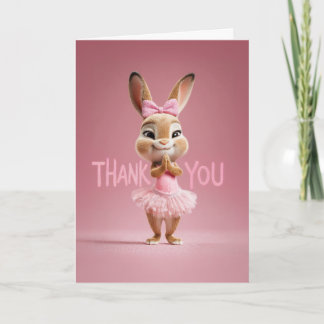 Carte Cute Baby Bunny Girl in Pink Tutu Thank You
