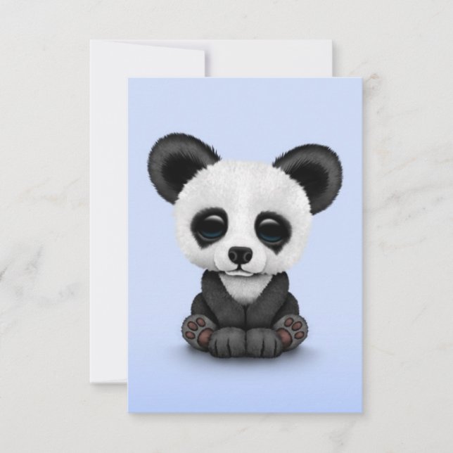 Carte Cute Baby Panda Bear Cub on Light Blue (Devant)