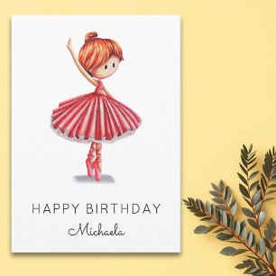 Carte Cute Ballerina Pink Tutu Girl Anniversaire