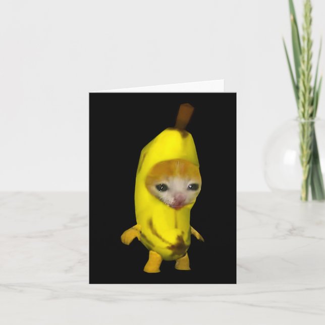 Carte Cute Banana Chat Happy Bananacat Mème Kitty Chat L (Devant)