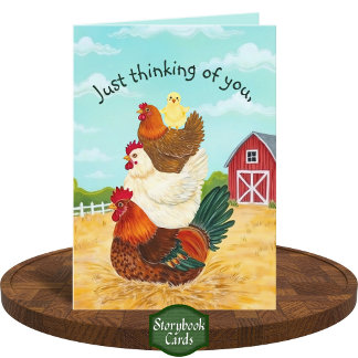 Carte Cute Barnyard Pile De Poulets Pensée De Vous