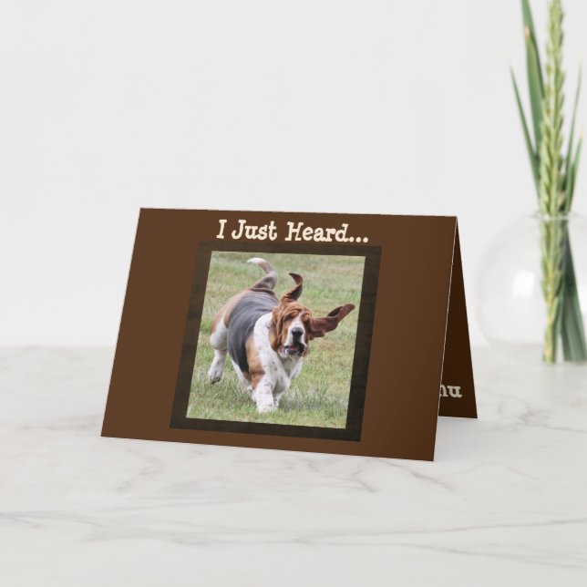 Carte Cute Basset Hound sur Funny Birthday Card avec Gât (Devant)