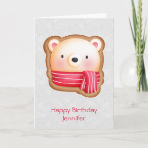 Carte Cute Bear Face Red Scarf et Rosy Cheeks Christmas