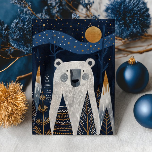 Carte Cute Bear Nordic Winter Merry Christmas Photo (Créateur téléchargé)