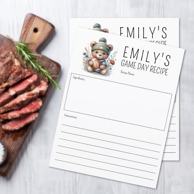 Carte Cute Bear personnalisée Recette 8.5x11 (Custom Recipe 8.5x11 Card (multiple shown))