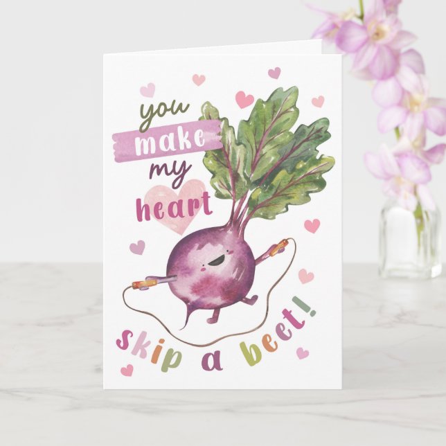 Carte Cute Beet Valentine’s - My Heart Skip a Beet (Orchidée)