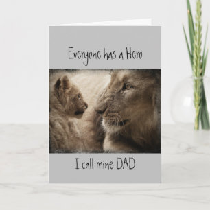 Carte Cute Birday Custom Papa mon héros, famille Lion