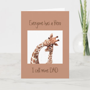 Carte Cute Birhday Custom Dad my Hero Giraffe Animal Fun