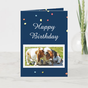 Carte Cute Birthday Card avec Basset Hounds & Balloons