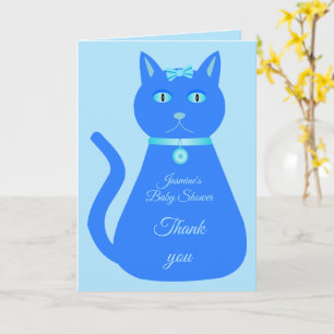Carte Cute Blue Baby Boy Chat Baby shower personnalisé