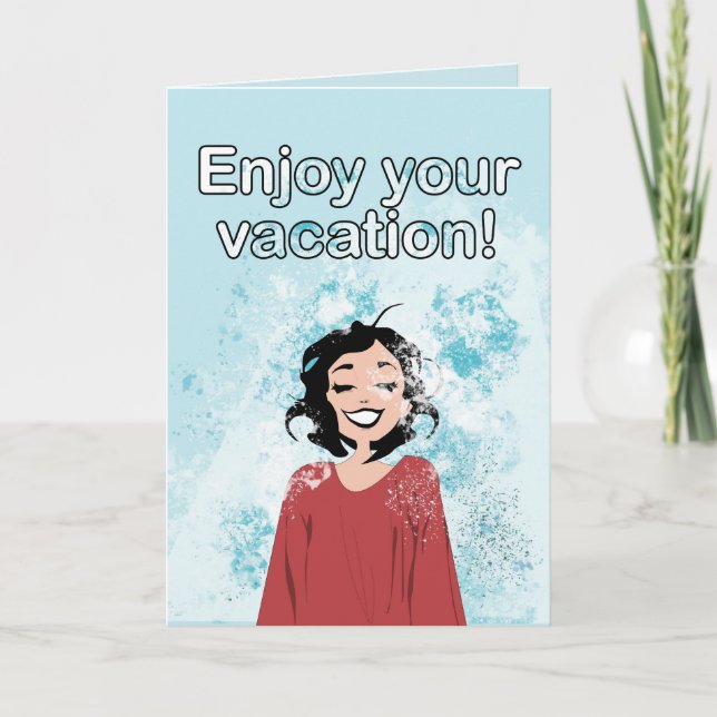 Carte Cute Blue Ocean Waves Profitez De Vos Vacances (Devant)