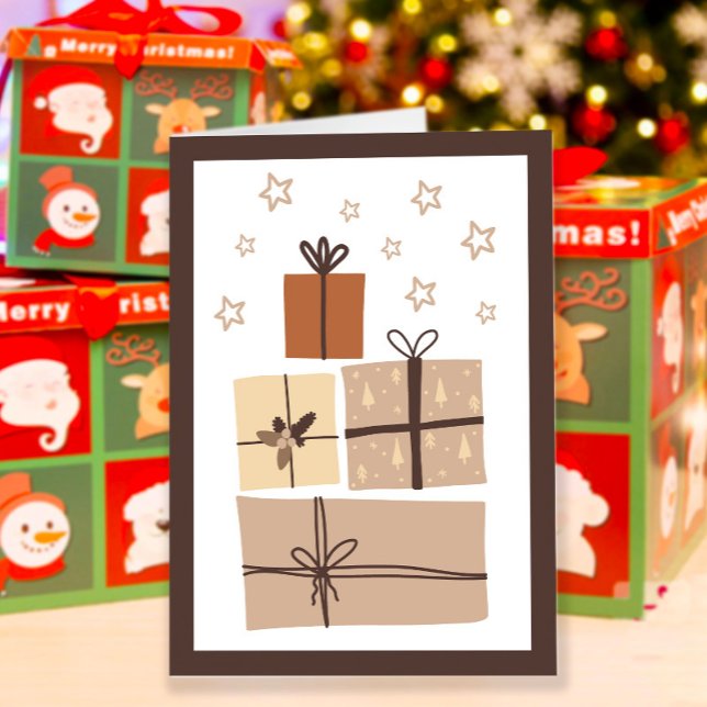 Carte Cute Boho présente à l'intérieur de la photo Noël (Cute Boho Presents Inside Photo Christmas Card)