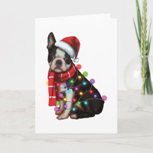 Carte Cute Boston Terrier Chien Funny Noël Joyeux Noël