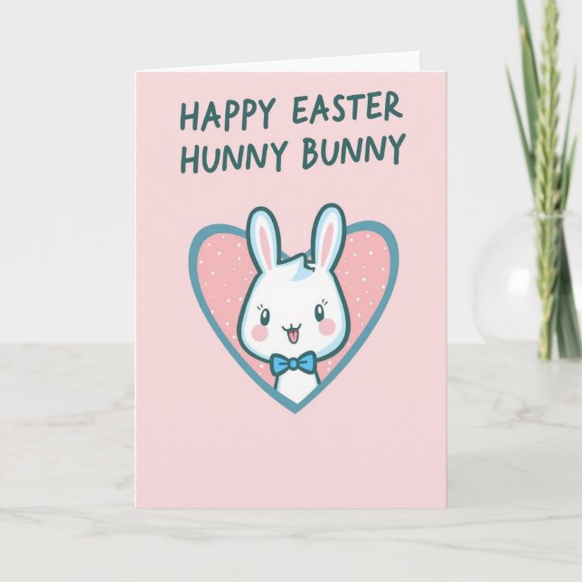 Carte Cute Bunny Heart Greeting Card (Devant)