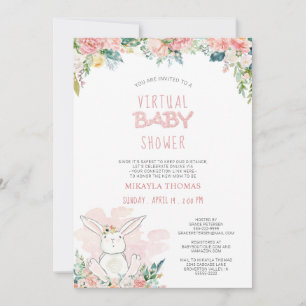 Carte Cute Bunny Rose Floral Fairy Lumières Baby shower