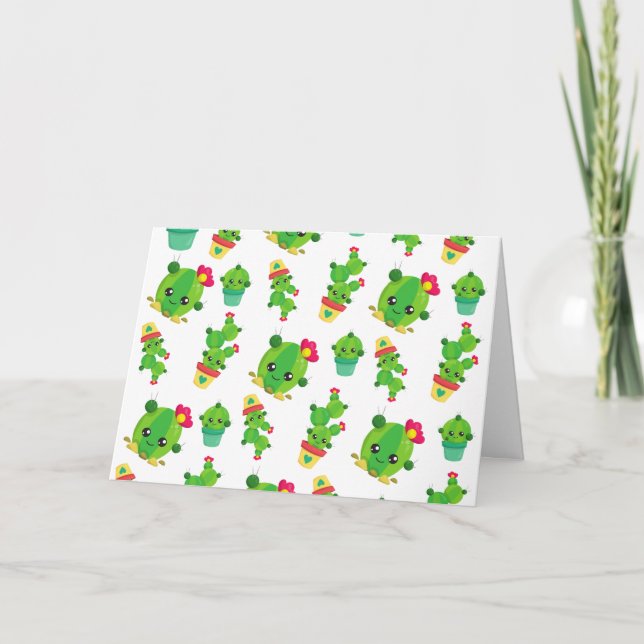 Carte Cute Cactus, Green Cactus, Motif Cactus (Devant)