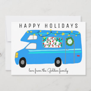 Carte Cute Camper Vintage RV Arbre libre de Noël personn