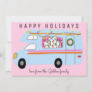 Carte Cute Camper Vintage RV Arbre libre de Noël personn