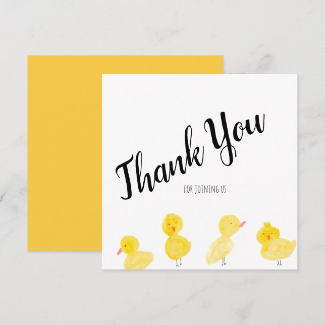 Carte Cute Canards Merci Baby shower d'aquarelle main (Devant / Derrière)