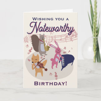 Carte Cute Cartoon Animal Band Woodland Musical Birthday