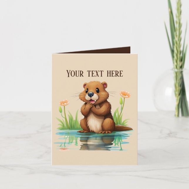 Carte Cute castor ajouter du texte n'importe quel but (Devant)