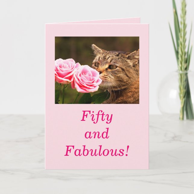 Carte Cute Cat 50 Et Fabuleux Anniversaire (Devant)