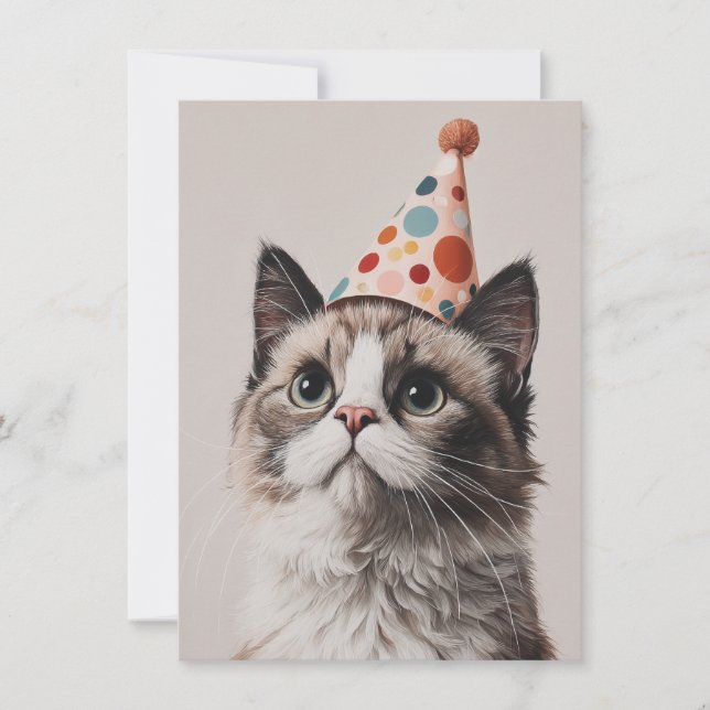 Carte Cute Cat Birthday Card (Devant)