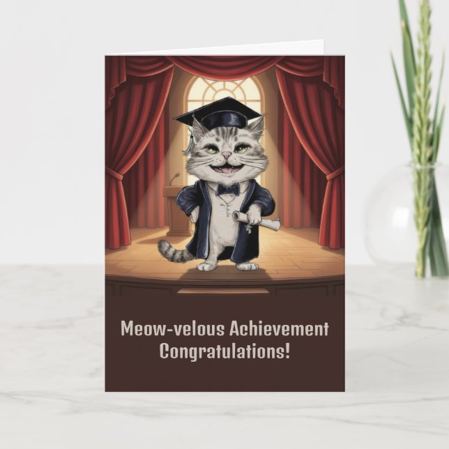 Carte Cute Cat Graduation (Devant)