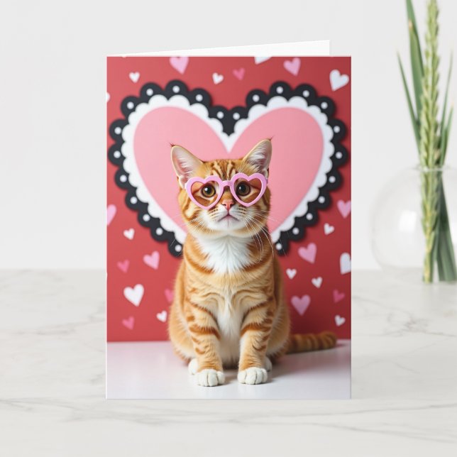 Carte Cute Cat Valentines Heart Card (Devant)