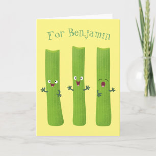 Carte Cute céleri bâtons trio caricature légumes
