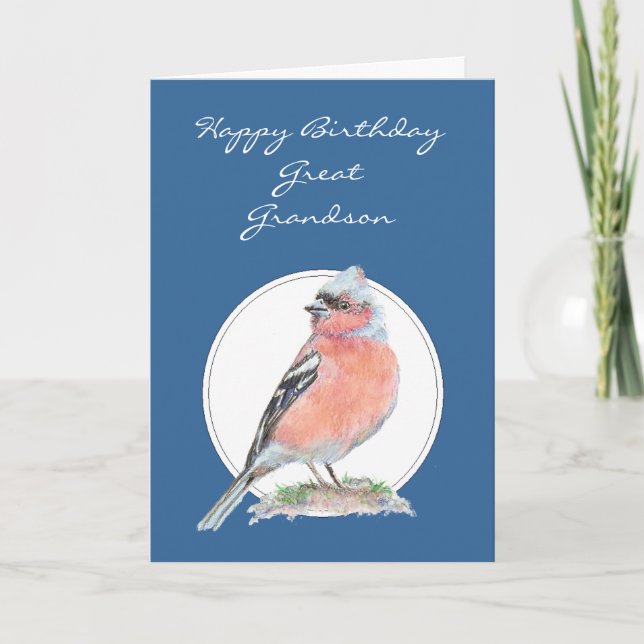 Carte Cute Chaffinch, Anniversaire Grand-Petit-fils (Devant)