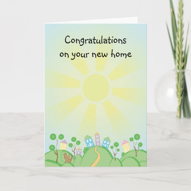 Carte Cute chat et maison Nouvelle maison (Devant)
