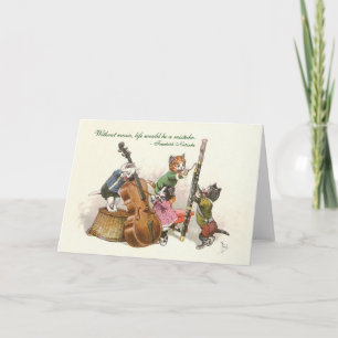 Carte Cute Chats Vintages Jouer De La Musique