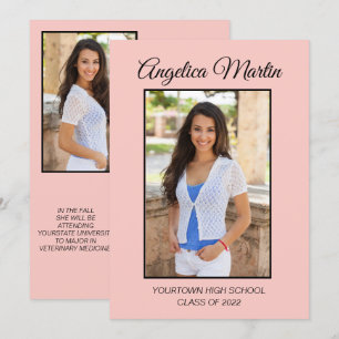 Carte Cute Chic Pink Graduation 3 Classe photo 2022