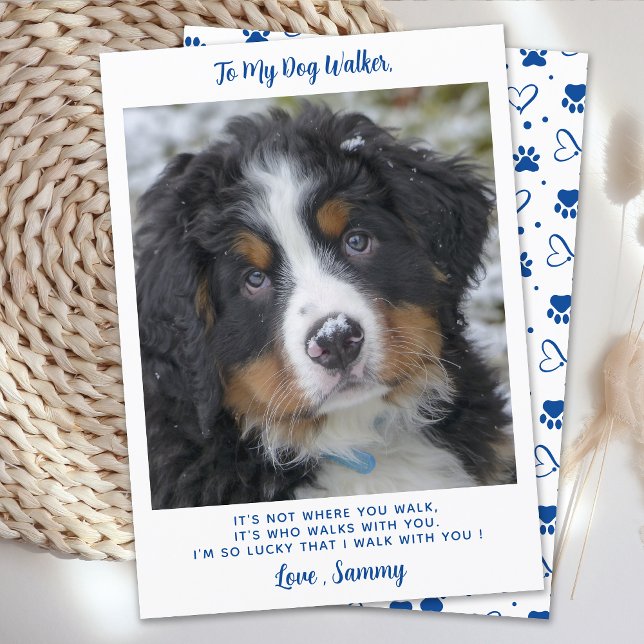 Carte Cute Chien Walker Personnalisé Animaux Merci photo (Créateur téléchargé)