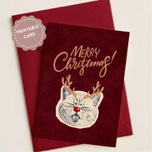 Cute Christmas Cat Greeting Card 