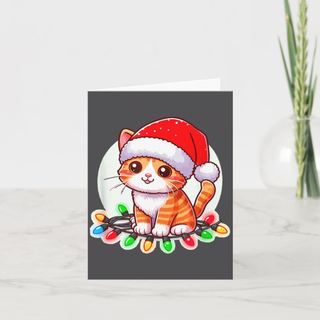 Carte Cute Christmas Cat In Santa Hat  (Devant)