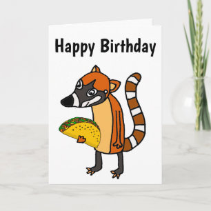 Carte Cute Coati Mundi manger Taco Cartoon