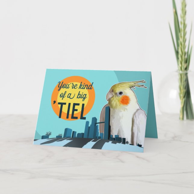 Carte Cute Cockatiel Oiseau Pun Amusant Anniversaire Gro (Devant)