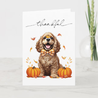 Carte Cute Cocker Spaniel Fall quitte Citrouille