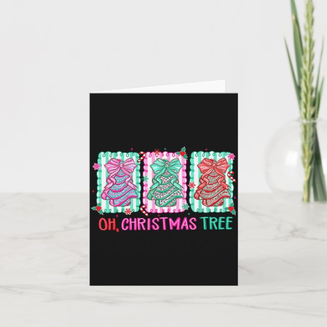 Carte Cute Coquette Oh Christmas Tree Cake Bow Tis The S (Devant)