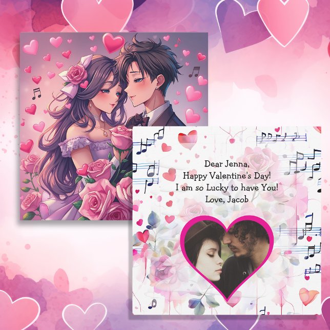 Carte Cute Couple Anime Personnalisé Saint Valentin (Créateur téléchargé)