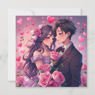 Carte Cute Couple Anime Personnalisé Saint Valentin